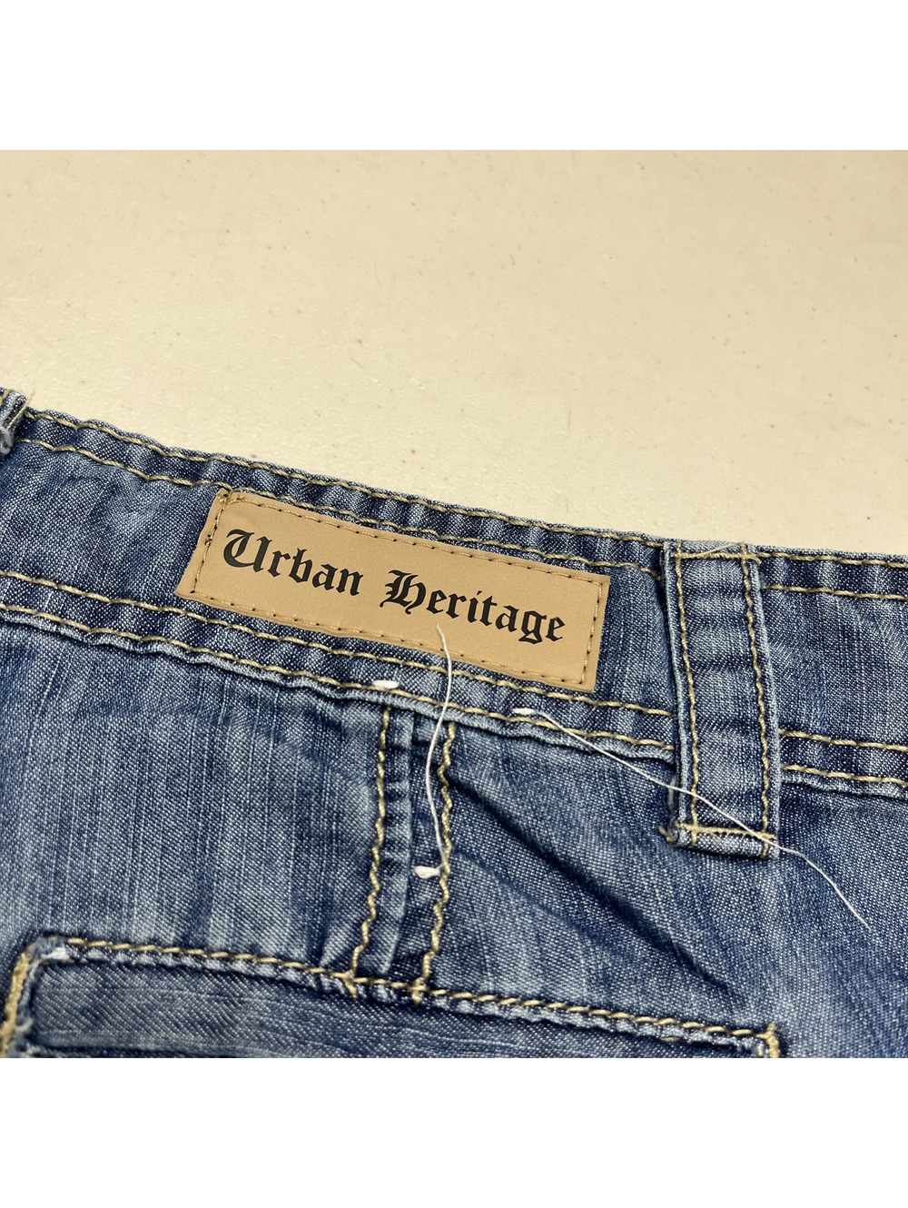 Y2K Urban Heritage Sz 7 Blue Denim Low Rise Cuffed Mini Shorts Grunge Punk 2000s - Picture 4 of 6